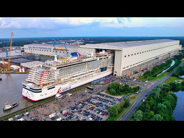 Big Ship Launch: Float Out of Cruise Ship CARNIVAL JUBILEE at Meyer Werft Shipyard