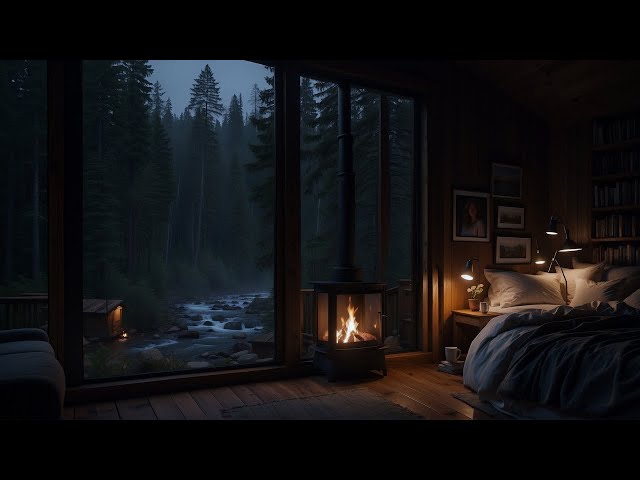 48-Hour Ambiance with Night Rain and Fireplace Crackles for Ultimate Comfort 🌧️🔥 Rainy Night