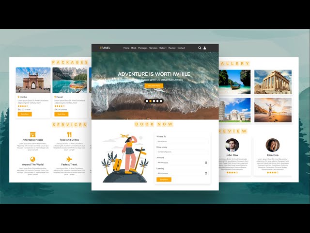 Create A Responsive Tour & Travel Agency Website Design Using HTML / CSS / JAVASCRIPT | Step By Step