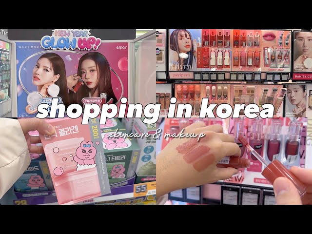 shopping in Korea vlog 🇰🇷 2024 skincare & makeup haul 🎉 new year glow up must have!