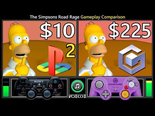 The Simpsons Road Rage (PlayStation 2 vs GameCube) Gameplay Comparison
