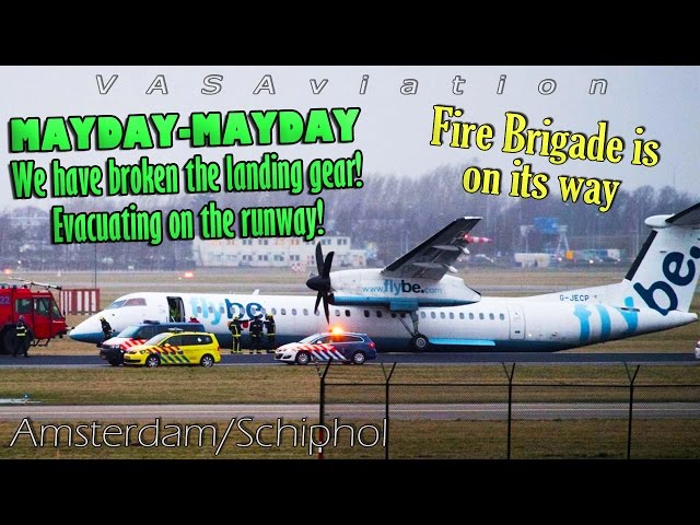 [REAL ATC] Flybe Dash-8 GEAR COLLAPSES landing at Amsterdam/Schiphol