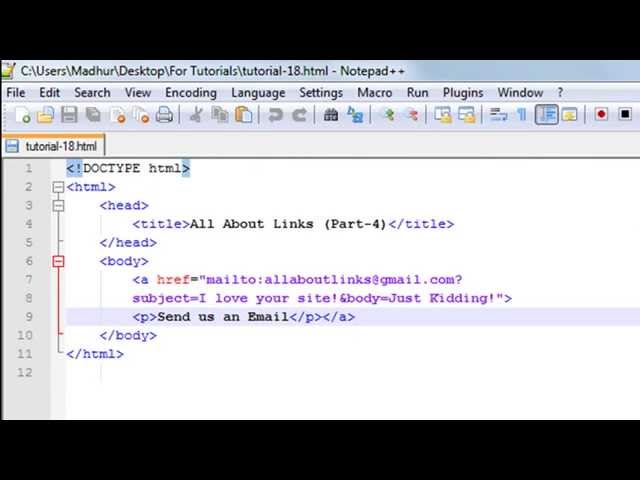 HTML Tutorial - 18: Email Links