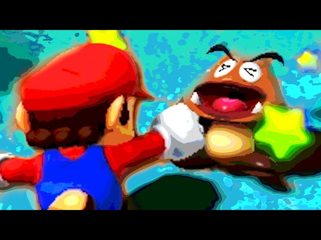 mario punches a goomba and makes them cry
