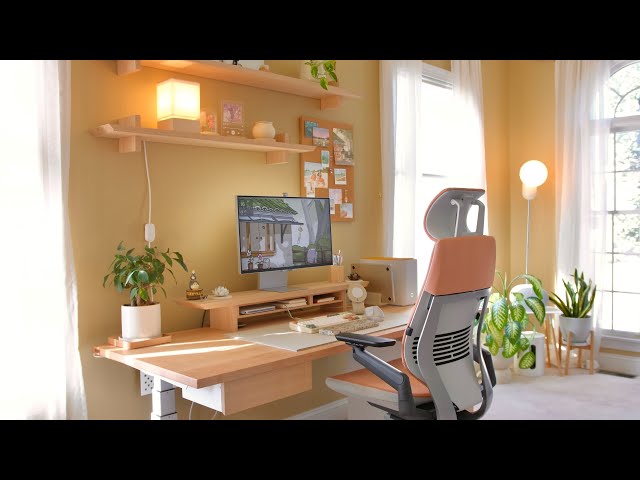 My Cozy Desk Setup 2024 | Standing Desk, Ergonomic Chair, Cozy Desk Accessories, Zen Aesthetic