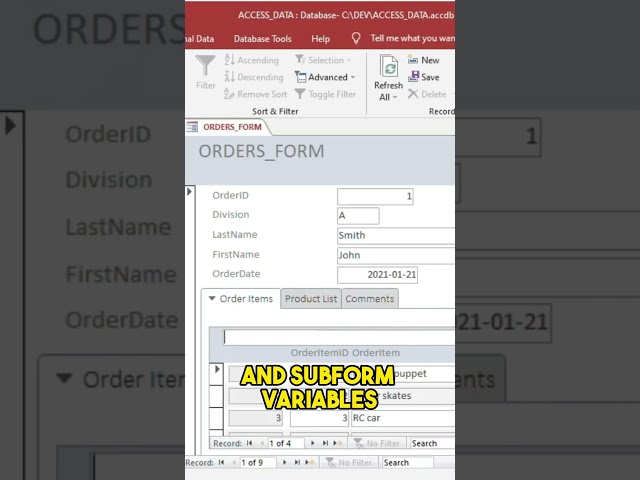 How to Use Form Variables in MS Access