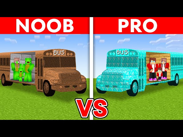 MIKEY vs JJ Family NOOB vs PRO: BUS HOUSE Build Challenge Minecraft (Maizen)