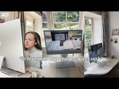 New Desk Set-Up & iMac unboxing (productive vlog)