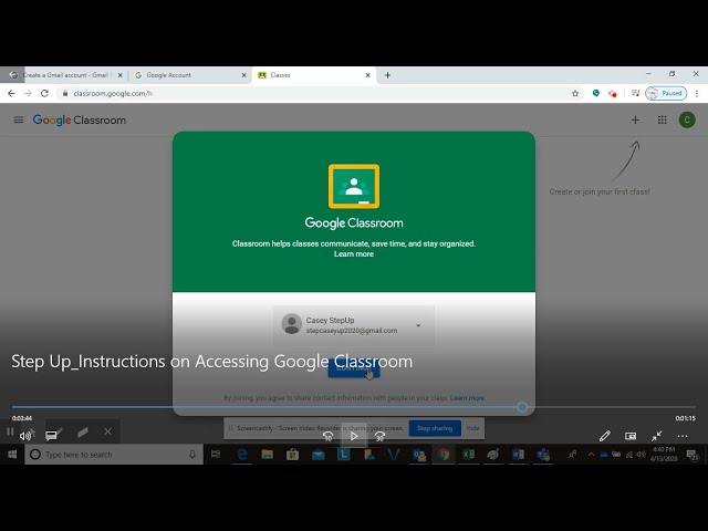 Step Up: Instructions on accessing Google Classroom for online training