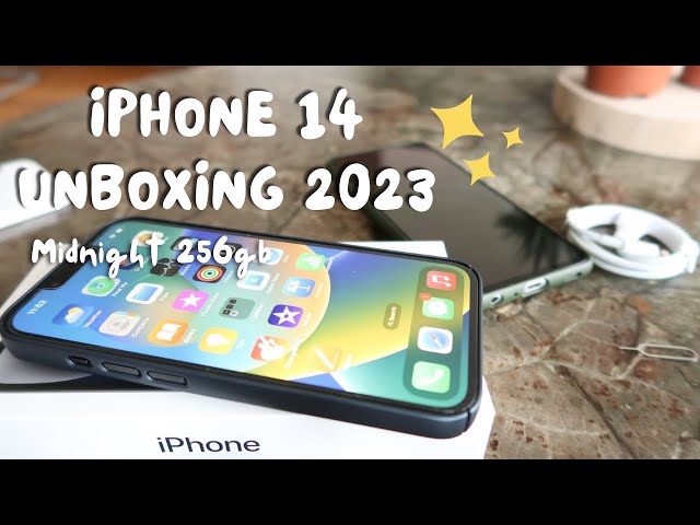 Iphone 14 unboxing  (relax unboxing) midnight | 256gb | with complete accessories set up 💫