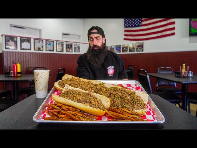 YOU HAVE TO EAT MORE THAN THE CURRENT CHAMP TO BEAT THIS CHEESESTEAK CHALLENGE! | BeardMeatsFood