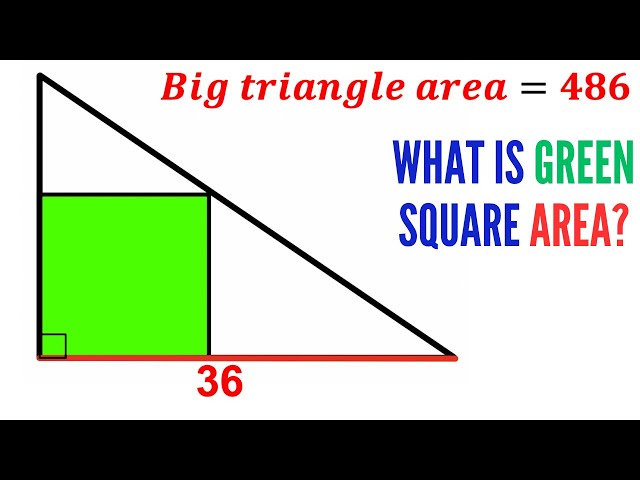 Can you find area of the Green shaded Square? | (Square in a triangle) | #math #maths #geometry