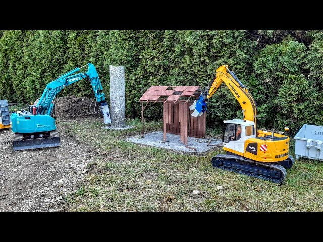 Excavator hammer demolition - RC Kobelco SK270SR and Liebherr R920