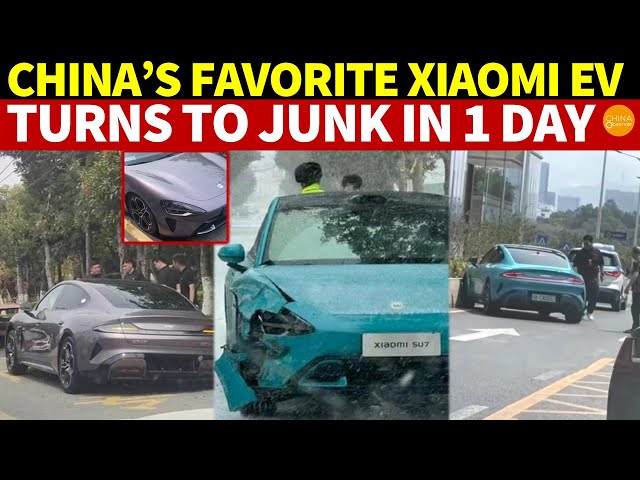 China’s Favorite Xiaomi EV, on Market Just 1 Day, Turns to Junk: Hits Curb, Both Right Wheels Burst
