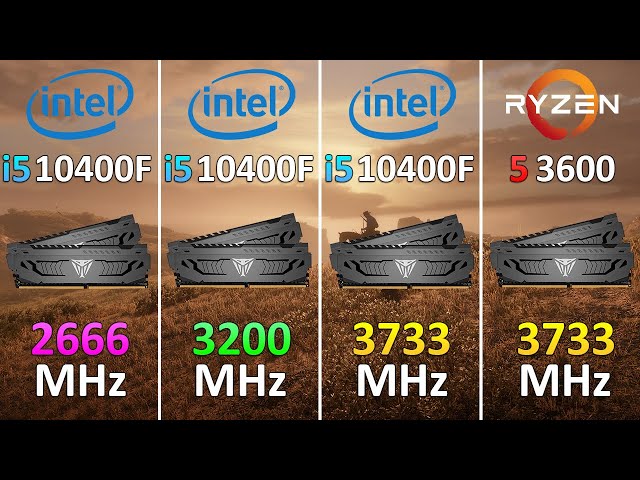 Core i5-10400F RAM performance 2666 MHz 3200 MHz 3733 MHz vs Ryzen 5 3600 RAM 3733 MHz - 1080p/1440p