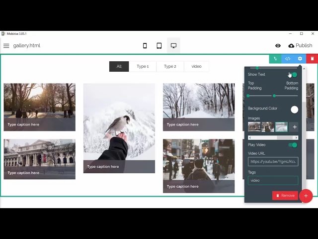 A gallery block in Mobirise3 Bootstrap Theme - Mobirise Builder v3.05