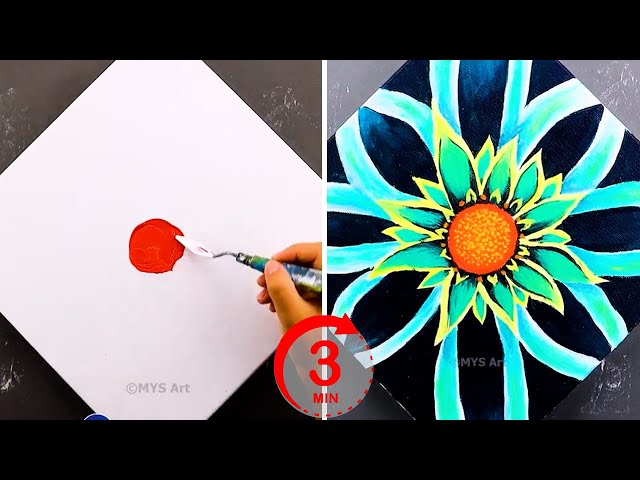 How To Paint Flower in 3 Minutes Step by Step for beginners 😍 | Acrylic Painting Techniques