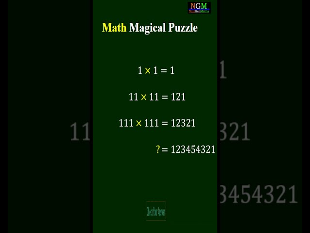 #mathematics #mathfun #maths #shorts Math Magic  PUZZLE 137 123454321= ? x ?