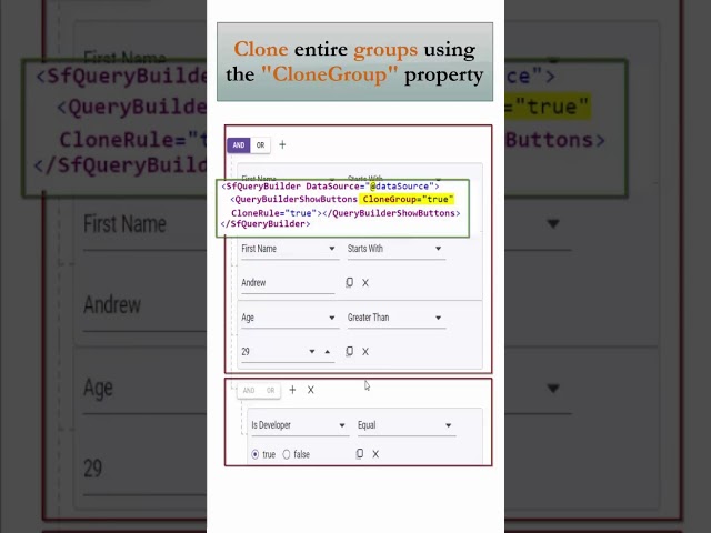 Quickly Duplicate Rules and Groups in Blazor Query Builder