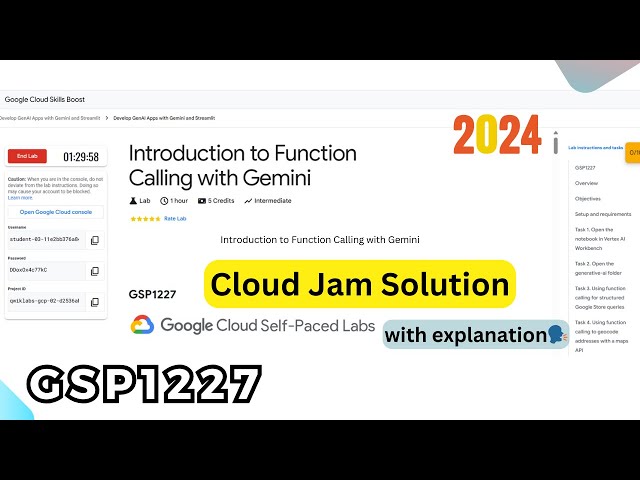 Introduction to Function Calling with Gemini | #qwiklabs #GSP1227 | Lab Solution #cloudstudyjam2024