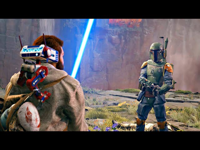 Boba Fett Confronts Cal Kestis Boss Fight Scene - Star Wars Jedi Survivor PS5 (4K 60FPS)