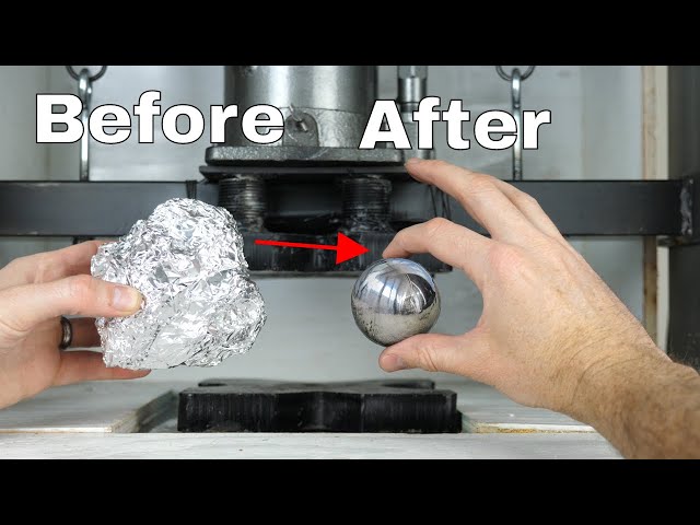 Mirror-Polished Japanese Foil Ball Challenge Crushed in a Hydraulic Press-What's Inside?