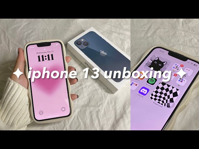 iphone 13 (midnight) aesthetic unboxing + setup  ♡
