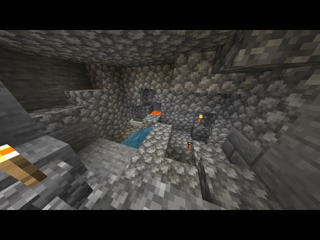 Mining at my cobblestone generator in my survival world | Minecraft