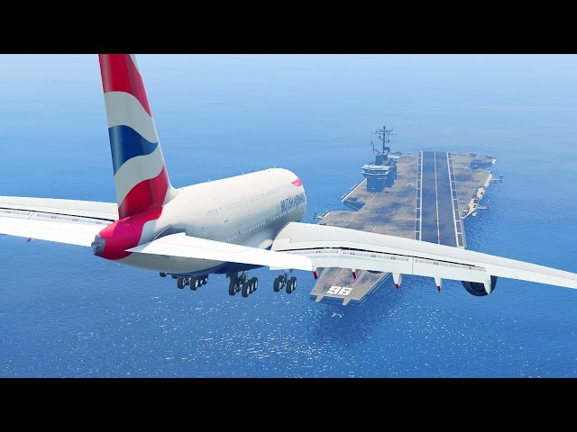GTA 5 - LANDING GIGANTIC A380 ON THE AIRCRAFT CARRIER (GTA 5 Funny Moment)