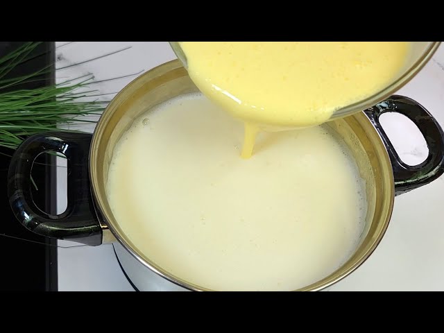 Pour an egg into boiling milk - I don't buy it in the store anymore. Only 3 ingredients. Few people