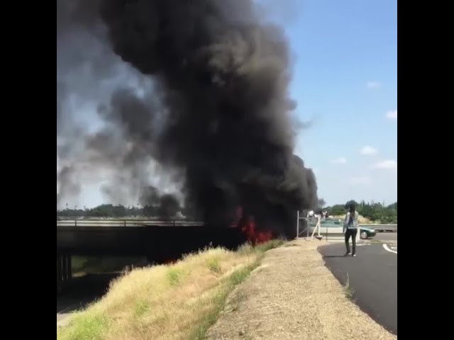 RAW: Stockton Fire Under Bridge