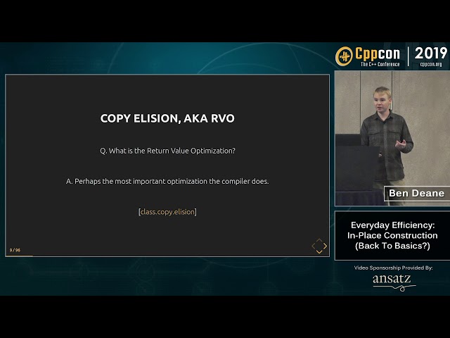 CppCon 2019: Ben Deane “Everyday Efficiency: In-Place Construction (Back to Basics?)”