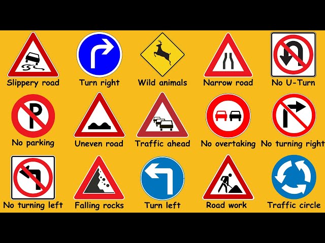 40 Important ROAD SIGNS That You Need To Know When Driving | Traffic Signs | English Vocabulary