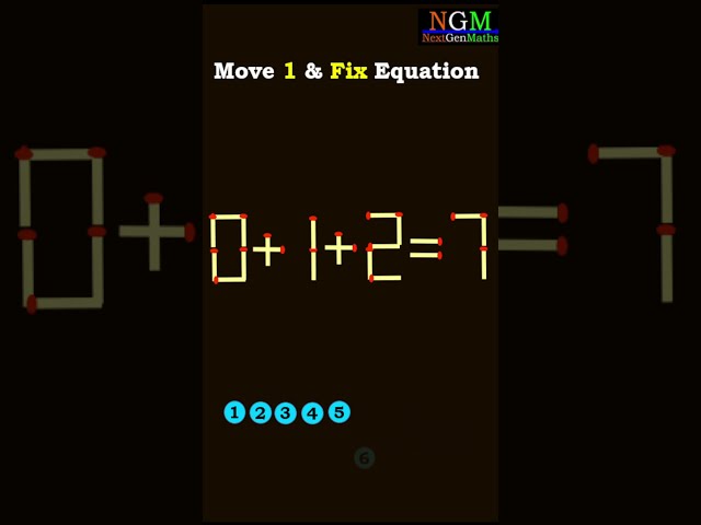 #shorts #trending #matchstick  PUZZLE 133 Move 1 Match Stick & Correct The Equation 0+1+2=7