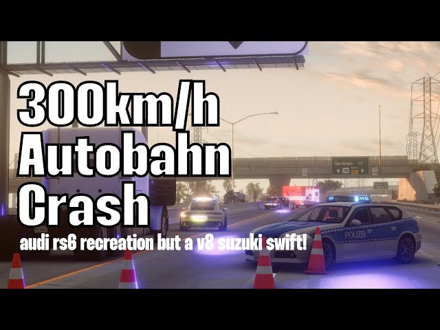 Suzuki Swift 300 km/h Autobahn Crash || BeamNG.drive Audi RS6 300kmh Autobahn Crash Recreation.