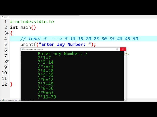 c program to print multiplication table | learn coding