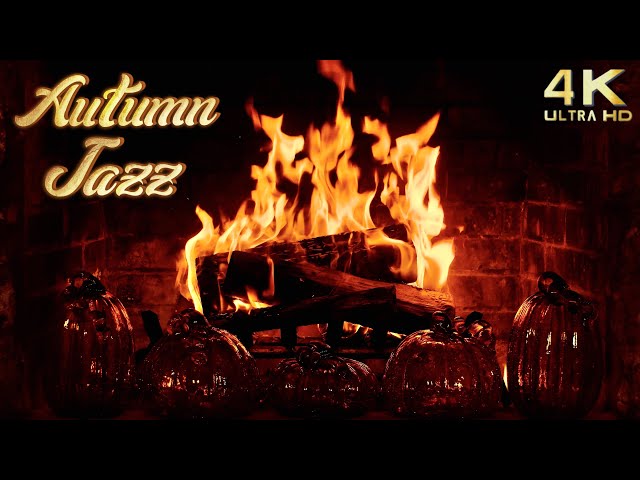 🔥 Cozy Autumn Fireplace & Jazz Music Ambience