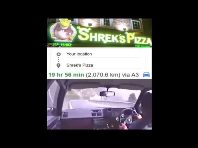 on my way to shrek's pizza