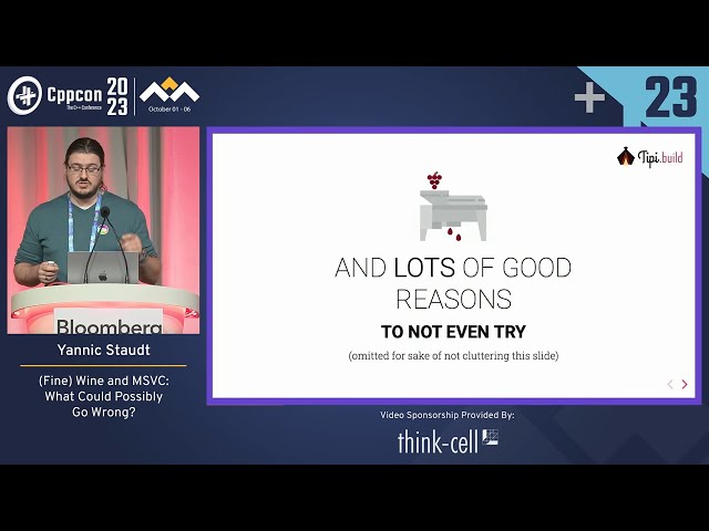 Lightning Talk: (Fine) Wine and MSVC: What Could Possibly Go Wrong? - Yannic Staudt - CppCon 2023