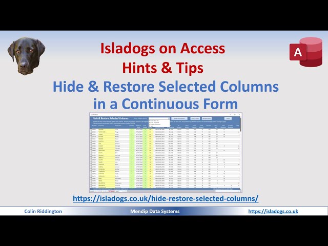 Hide & Restore Selected Columns in a Continuous Form