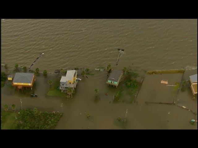 Hurricane Laura flooding AERIALS in Texas: raw video