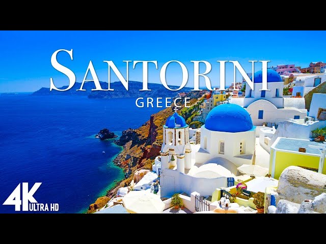FLYING OVER SANTORINI (4K UHD) - Relaxing Music Along With Beautiful Nature Videos - 4K Video HD