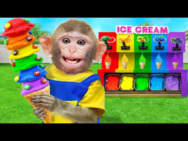 KiKi Monkey try to get Yummy Fruit Ice Cream from Vending Machine | KUDO ANIMAL KIKI