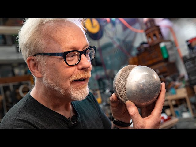 Adam Savage's Aluminum Foil Ball Cut In Half! (Ft. Waterjet Channel)