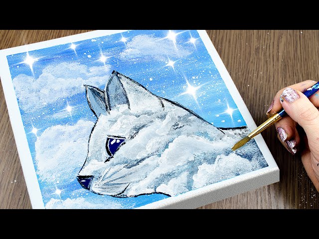 Clouds Cat Painting｜Easy Acrylic Painting Tutorial on mini Canvas Step by Step｜Satisfying Demo #37