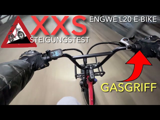 XXS Steigungstest mit dem ENGWE L20 E-Bike mit Drehgasgriff, OHNE treten !! 250 Watt 34 KG