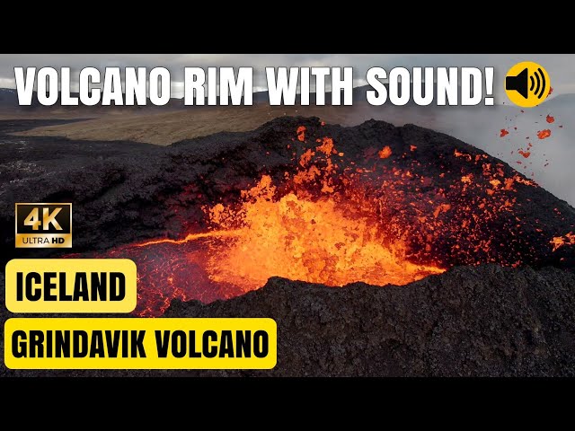 Getting Close On The Volcano Rim! Eruption With Sound! Iceland Volcano.Grindavik Apr 19, 2024