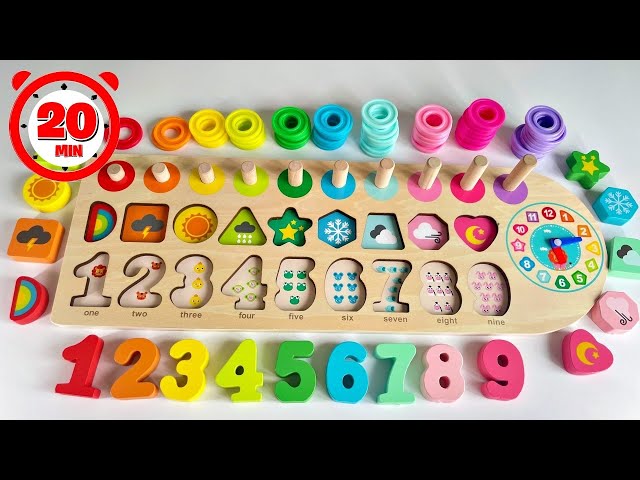 Best Numbers & Counting Toddler Learning Video| Learn Shapes and Numbers Wooden Puzzle Activity