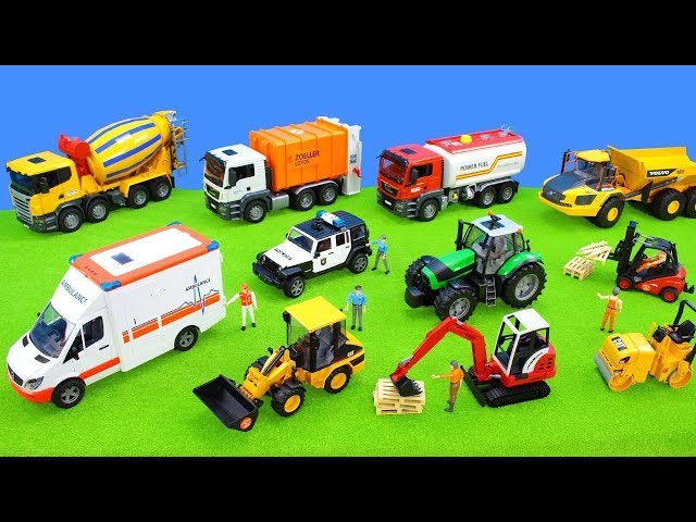 Toys Working in Agriculture: Vehicles Unboxing, Excavator, Fire Engine & Building Trucks for Kids