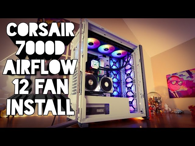Corsair 7000D Airflow unboxing and installation with 12 fans & the Corsair H170i Elite Capellix